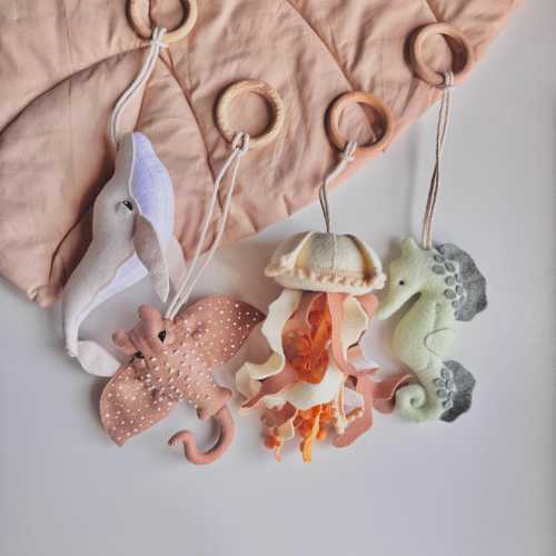 Baby Play Gym Toys, Sea Animal Hanging Toys, Felt Montessori Toys, Sensory Hanging Toys for Baby Gym, Gift for New parents, Baby shower