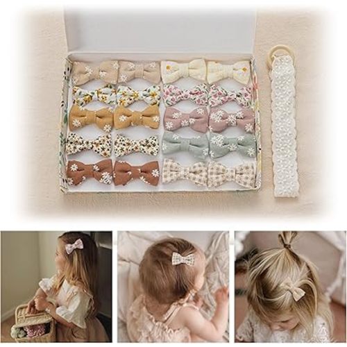 20 Pcs Hair Clips for Girls with Bows Holder Flower,2" Fully Lined Alligator Clips and Barrettes,Handmade Hair Accessories for Baby Toddler Young Kids School Age Girls Gifts