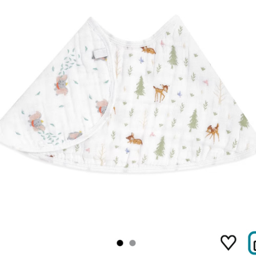 aden + anais Essentials Disney Baby Burpy Baby Bib, 100% Cotton Muslin, Soft Absorbent 4 Layers, Multi-Use Burp Cloth and Bib, 22.5” X 11”, Single, Disney + Friends