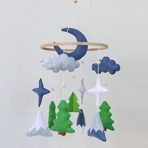 Woodland Mobile for Crib, Forest Crib Mobile for Boys & Girls, Woodland Crib Mobile with Trees, Forest Baby Mobile for Crib, Nursery Baby Mobile