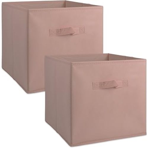 DII Non Woven Fabric Storage Bin Collection Collapsible Organizer Cube, Small Set, 11x11x11", Millennial Pink, 2 Count