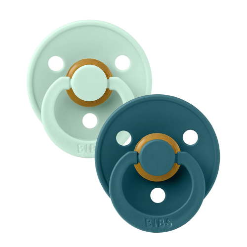 BIBS Colour Latex Infant Pacifier Size 1, 0-6 Months, Nordic Mint/Forest Lake, 2 Count