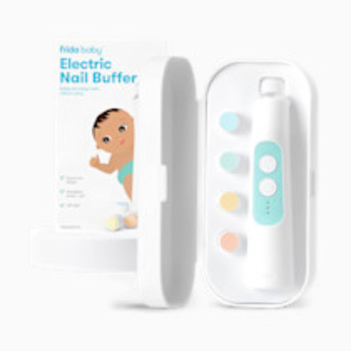Frida Baby Electric Nail Buffer | Safe + Easy Baby Nail File, Baby Nail Clippers + Nail Trimmer Kit for Newborn, Toddler, Children's Fingernails/Toenails, 4 Buffer Pads, LED Light, Storage Case, White