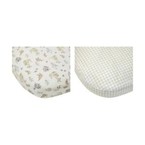 2 Pack 225 Thread Count Organic Cotton Fitted Bassinet Sheets - Australiana and Gingham Print