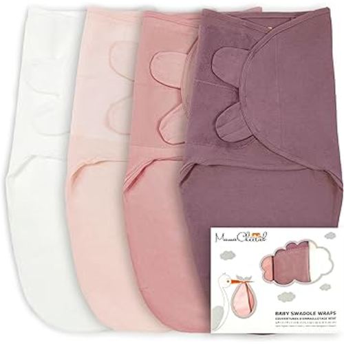 Mama Cheetah Baby Swaddle Sack, Organic Cotton Swaddle Blanket, Adjustable Swaddle Sleep Sacks, Easy Swaddles for Boy Girl 0-3 Month, Baby Essentials, 4-Pack