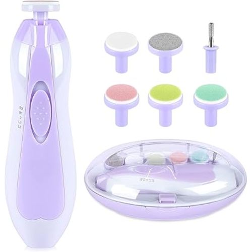 Baby Nail Trimmer Electric,Baby Nail Clippers, 6 in 1 Baby Nail File,Nail File Baby Grooming Kit Manicure Set for Toddler or Adults (Purple)