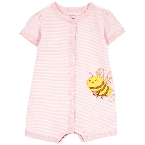 Pink Baby Bee Snap-Up Romper | carters.com