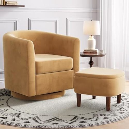 360° Swivel Accent Chair with Storage Ottoman