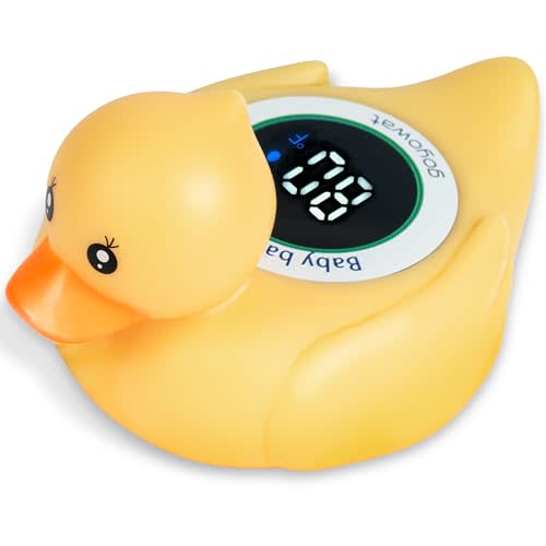 Baby Bath Thermometer with LED Display, Floating Duck Toy  2-in-1 Water Safety Sensor for Infants, Color-Coded Alerts (Hot/Cold), Bath Tub Temperature Monitor, Cute Floating Bath Toy