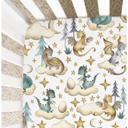 Dragon Crib Sheet, Dragon Nursery Decor, Green Dragon Crib Bedding, Mini Crib Sheet, New Mom Gift, Fairy Tale Nursery, Baby Shower Gift - Etsy