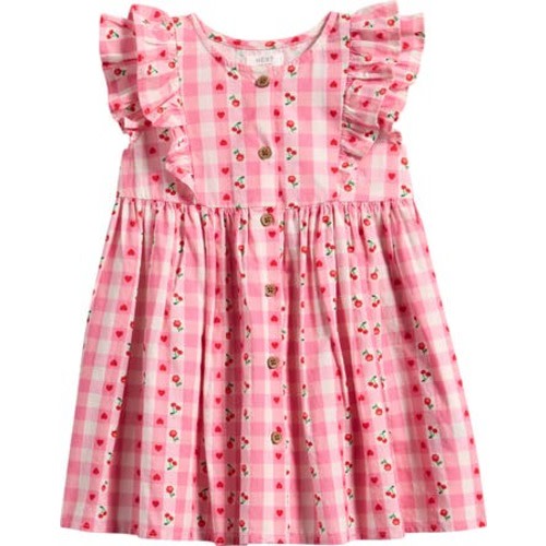 Kids' Gingham Floral Frill Dress, 12-18M