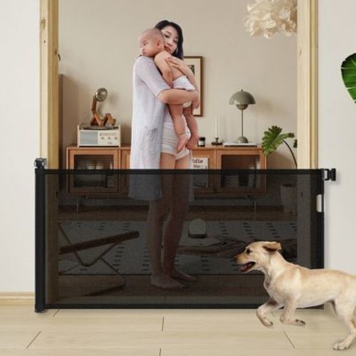 Retractable Baby Gate, Mesh Dog Gate for Doorways, Extends up to 120" Wide, 33" Tall Child Safety Gate for Doorways, Stairs, Hallways