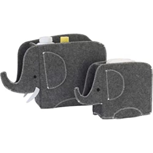 Little Love by NoJo Grey Felt Elephant Shaped Nursery Storage Caddys - 2 Pk, Grey