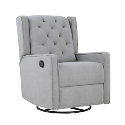 Suite Bebe Bryton Gliding Swivel Recliner Accent Chair - Tufted Woven Gray Fabric