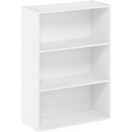 Furinno Pasir 3-Tier Open Shelf Bookcase, Plain White