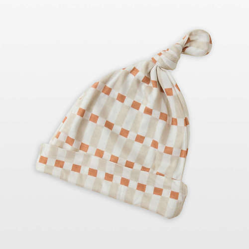 Solly Baby x Crate & Kids Biscotti Brown Check Baby Knotted Hat