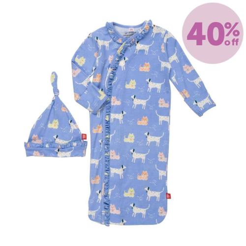 leash on life modal magnetic cozy sleeper gown + hat set with ruffles – Magnetic Me