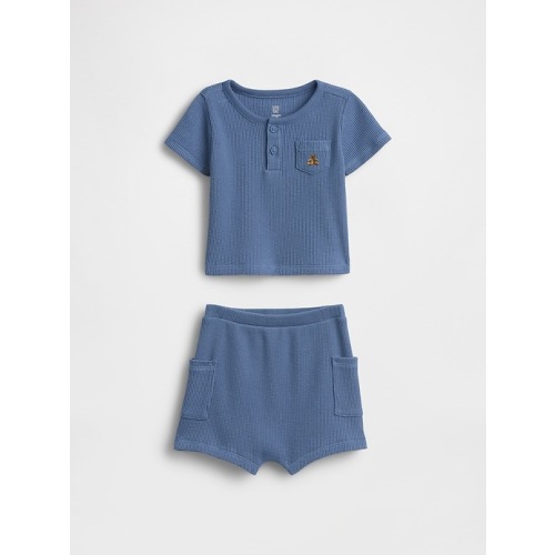 Baby Waffle Henley Outfit Set