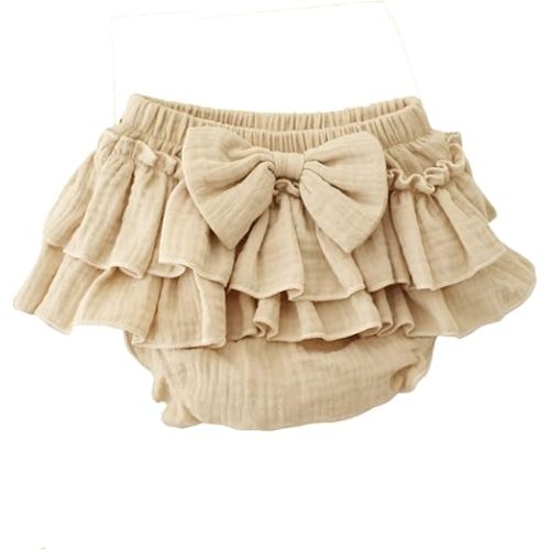 Baby Girls Bloomer Skirt Shorts Bowknot Cotton Gauze Ruffle Diaper Cover Shorts Briefs Cute Bloomers Underpants