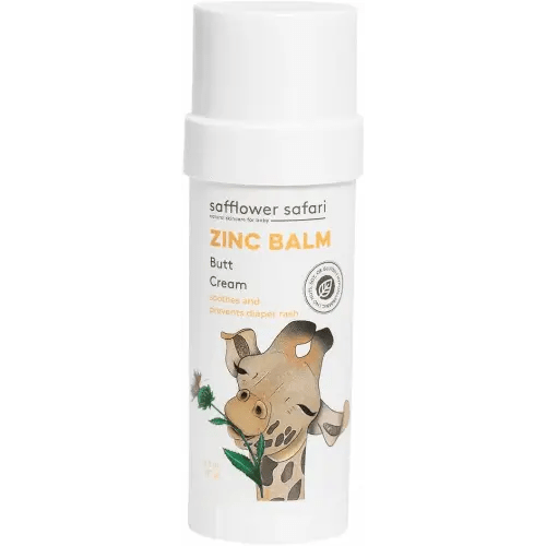 Baby Zinc Balm Stick - All Natural Butt Cream, Mess Free Diaper Rash Cream, Treat & Prevent Diaper Rash, Hypoallergenic, All-Natural, Plant-Derived, Made in USA by Safflower Safari