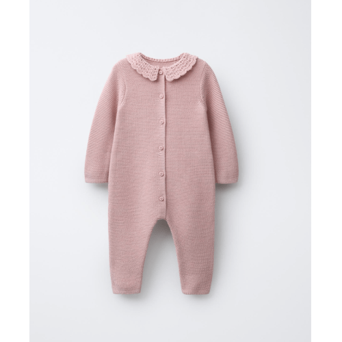 CROCHET KNIT JUMPSUIT - Mid-pink | ZARA United States
