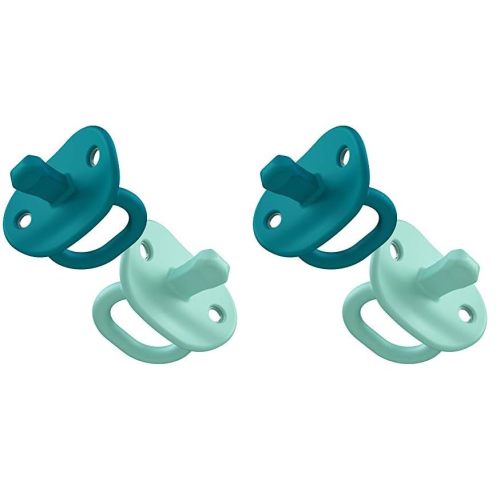 Boon JEWL Biometric Newborn Orthodontic Pacifier — 0 Months — Blue — Silicone Baby Pacifier with Soothing Gem Shaped Nipple — 2 Count (Pack of 2)