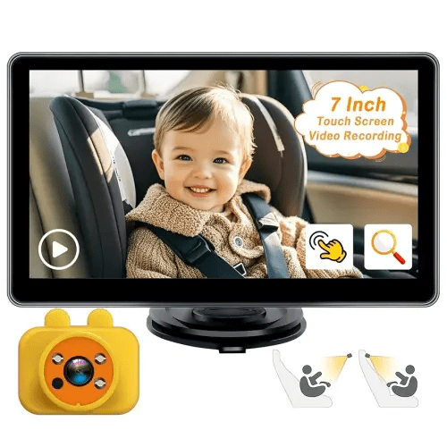 Yakry Baby Car Camera 7-Inch - 3X Zoom Recording Touchscreen 1080P HD Easy to Install 150° Wide Angle Rear Facing Backseat Camera 940nm Night Vision for Infant