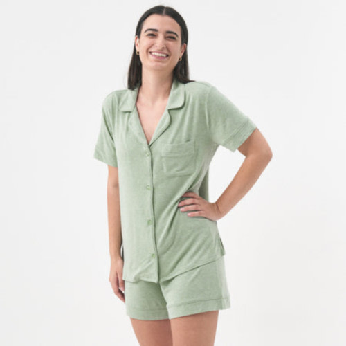 Little Sleepies Heather Sage Women's Short Sleeve & Shorts Pajama Set