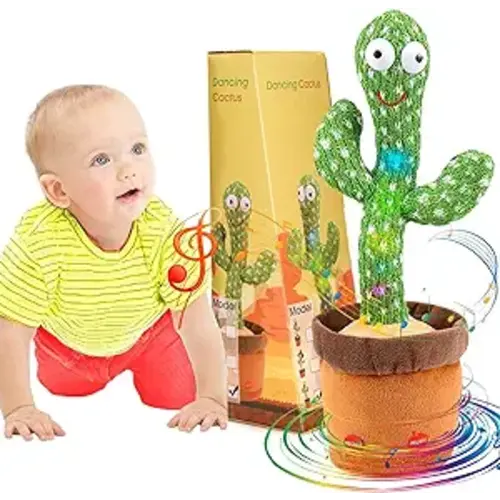 Emoin Dancing Cactus Baby Toys 6 to 12 Months, Talking Repeats What You Say Boy Toys, Mimicking Toy with LED English Sing 15 Second Voice Recorder Musical - A-Dancing Cactus Mimicking