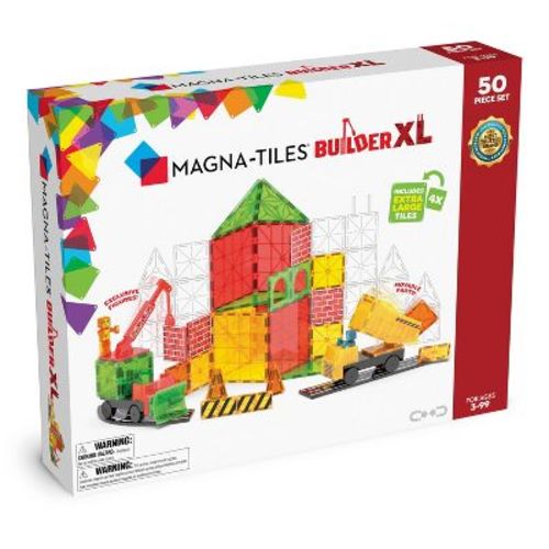 MAGNA-TILES Builder XL Trucks: Educational Magnetic Building Set, 50 Pieces, Focus on Math & Engineering Skills