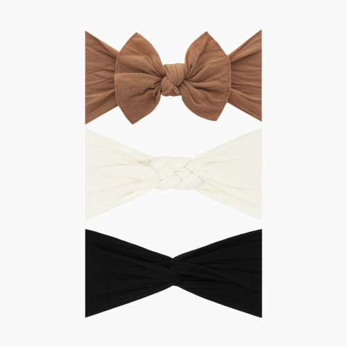 Baby Bling The Three Amigas Headband Bow Gift Set (3 Pack) - Camel, Ivory, And Black