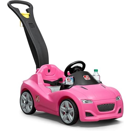 Step2 Whisper Ride Cruiser Kids Push Car, Ride On Toy, Stroller Substitute, Includes Seat Belt & Horn, Made of Durable Plastic, Max Weight 50 lbs., For Toddlers 1.5-4 Years Old, Pink