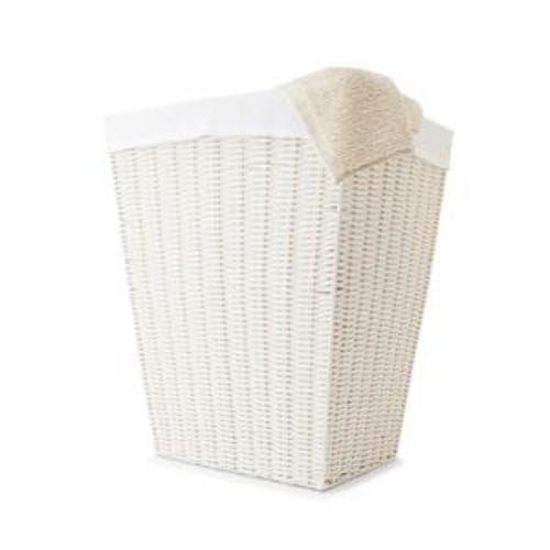 Rattan Look Hamper with Liner - White