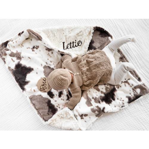 Personalized Baby Blanket, Brown Sugar Pony Minky and You Choose Minky Color, Newborn Boy gift, Baby Shower Gift, Cow Blanket, Western Theme