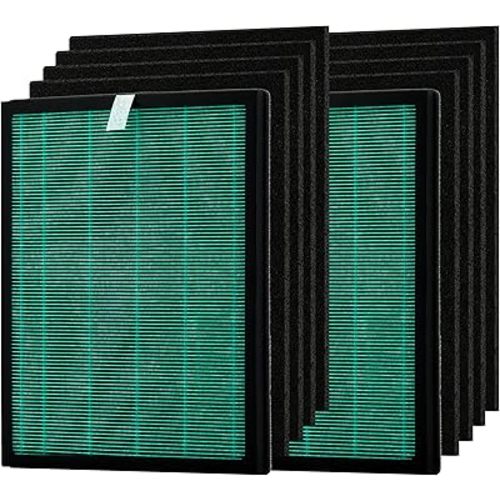 Airmega 150 Filter Replacement, Compatible with Coway Airmega 150 (AP-1019C) Air Purifiers, Part Number AP-1019C-FP, 2 Green True HEPA + 8 Active Carbon Filter