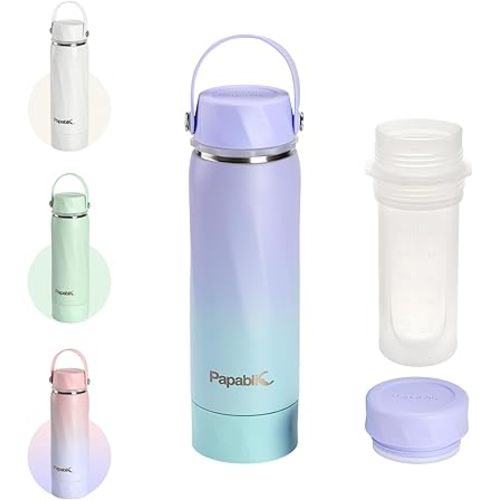 Papablic Vacuum Insulated Breastmilk Cooler Bottle, 20oz Stainless Steel Portable Breastmilk Chiller, Reusable Storage Container Keeps Milk Fresh for 15+ Hours, TSA Approved, Violet Aurora