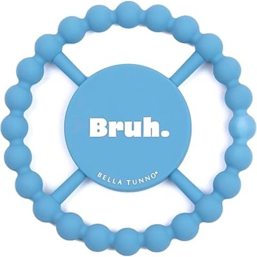 Bella Tunno Happy Teether for Boys – Soft & Easy Grip Baby Boy Teether Toy, Silicone Teether Ring to Help Soothe Gums, Non-Toxic and BPA Free, Bruh