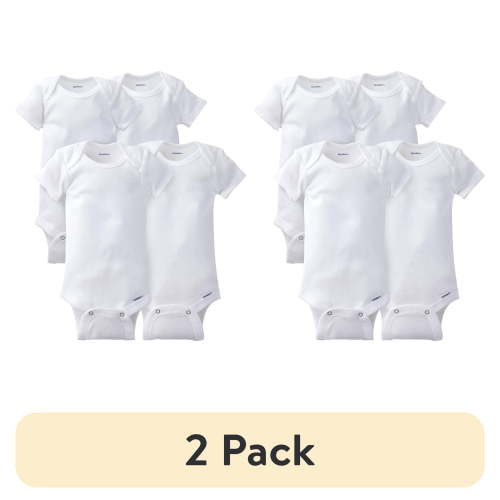 (2 pack) Gerber Baby Boys & Girls Short Sleeve Bodysuit, 4 Pack & 8 Pack, Preemie-24 Months