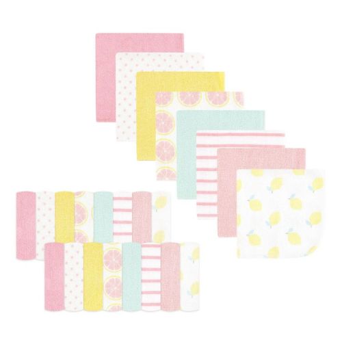 Hudson Baby Infant Girl Rayon From Bamboo Washcloth Bundle, Lemons, One Size