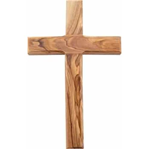 Olive Wood Gifts Shop Hand Made Olive Wood Cross (Plain 8 Inch) - Wall Hanging, From The Holy Land Where Jesus Was Born, Crucified and Rose on The 3rd Day