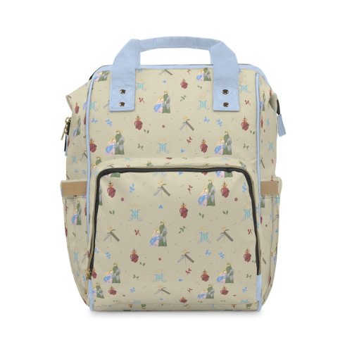 Holy Family Patterned Catholic Backpack with Symbols and Images of Jesus, Mary, and St. Joseph — Little Botanical