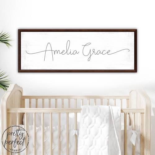 Nursery Name Sign, Baby Girl Nursery Wall Art Decoration,  Personalized Boys Signs on Canvas, Girls Bedroom Artwork