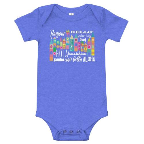 Small World Onesie Disney Baby Hello Small World Many Languages Baby Bodysuit