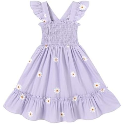 Toddler Baby Girls Dress Floral Embroidered Boho Sleeveless Beach Butterfly Sundress