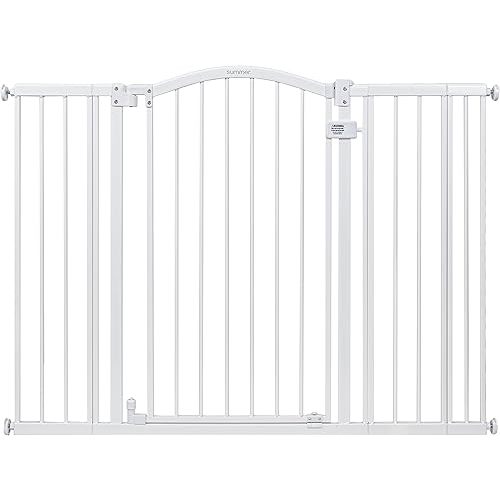 Summer Infant Extra Tall & Wide Safety Pet and Baby Gate, 29.5"-53" Wide, 38" Tall, Pressure or Hardware Mounted, Install on Wall or Banister in Doorway or Stairway, Auto Close Walk-Thru Door - White