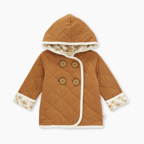 Burt's Bees Baby Quilted Hooded Coat Organic Cotton - Brown, 3-6 Months