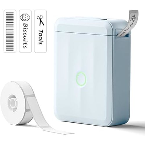 NIIMBOT Label Maker Machine Bluetooth Label Printer for School Home Office Organization,Wireless Mini Labeler D110 Upgraded Version, Label Machine with Label, Light Blue