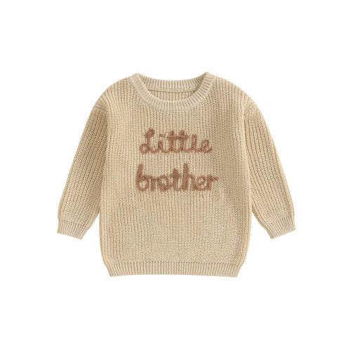 Baby Boy Sweater Clothes Letter Embroidery Crew Neck Long Sleeve Sweatshirts Little Brother Newborn Outfit