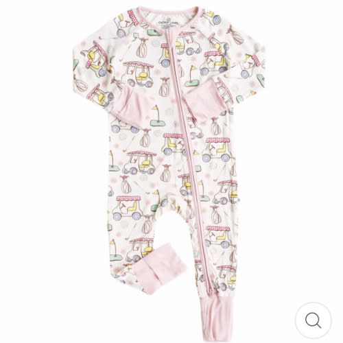 3-6 month Country Club Cuties Convertible Zip Romper in Pink | Caden Lane