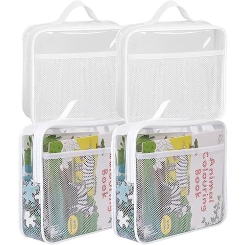 Large Kids Toy Storage Bag - Durable Waterproof Foldable Organizer, Portable Playroom Cleanup Solution for Toys, Books, Art Supplies (Eco-Friendly Material, White